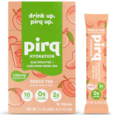 Pirq Hydration Electrolyte + Curcumin Drink Mix, Peach Tea