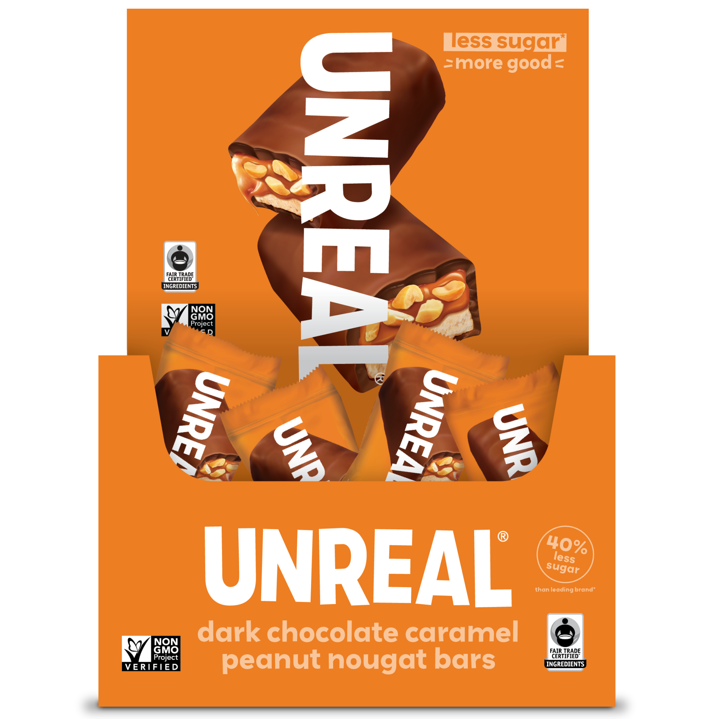Dark chocolate caramel peanut nougat bars - grab & go box