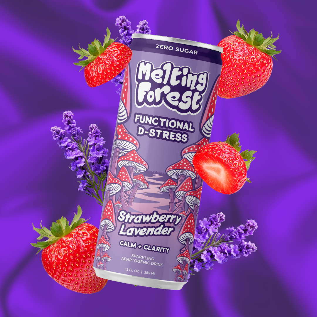 Mushroom D-Stress Drink 12 Pack - Strawberry Lavender